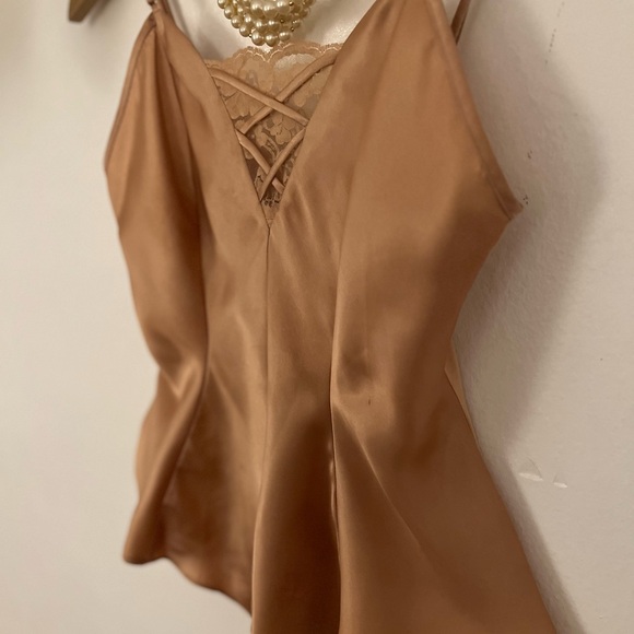 VTG 90s La Senza champagne lingerie Small shortie onesie satin 100% polyester - Picture 3 of 16